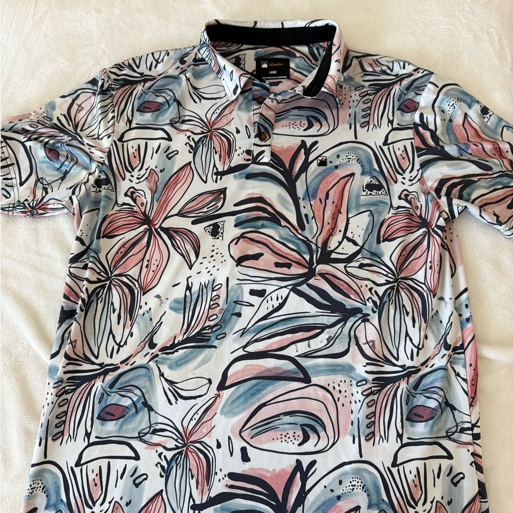 Flomotion Buckle Native Polo S/S Shirt Men’s Size Large E35